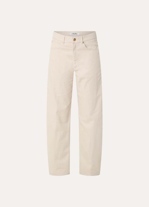 Max Mara Emily high waist tapered jeans met gekleurde wassing - voorkant beige