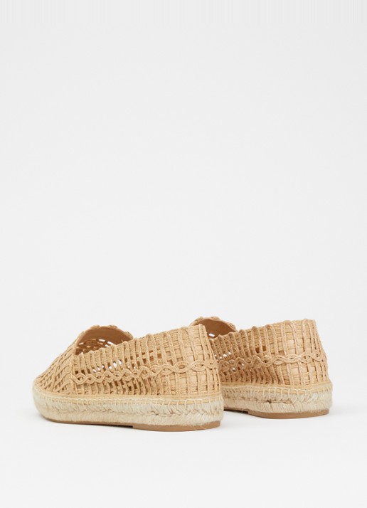 Max Mara Espadrille met opengewerkt dessin - achterkant 8 camel