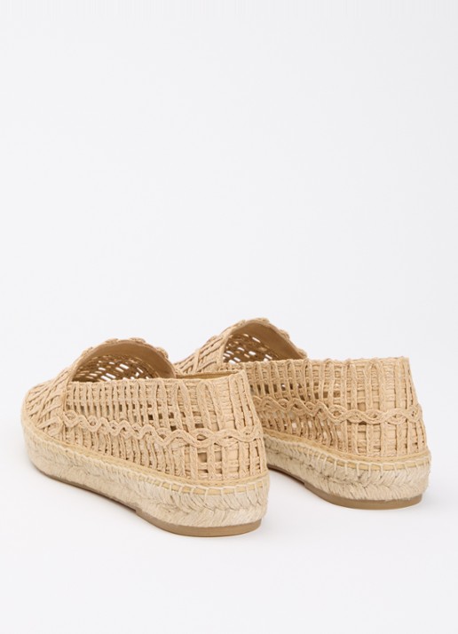 Max Mara Espadrille met opengewerkt dessin - achterkant 9 camel