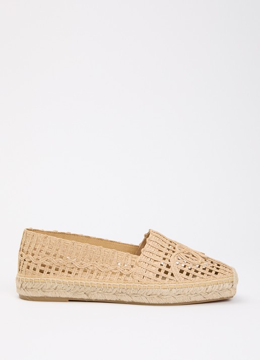 Max Mara Espadrille met opengewerkt dessin - voorkant 2 camel