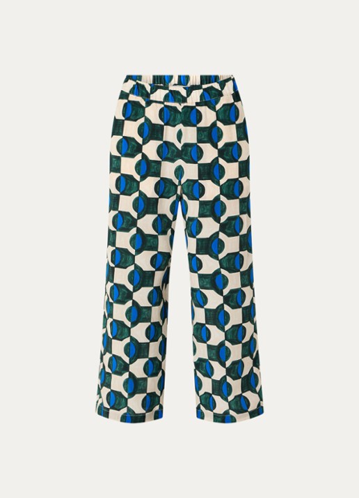 Max Mara Eusebio high waist wide fit broek van zijde met print - voorkant 3 groen