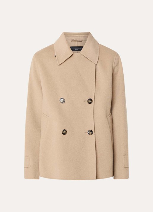 Max Mara Fantino double-breasted mantel van scheerwol met steekzakken - voorkant camel