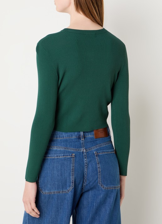 Max Mara Fijngebreid vest met ronde hals - achterkant groen