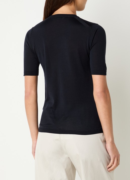 Max Mara Fijngebreide Top in kasjmierblend - achterkant 2 donkerblauw
