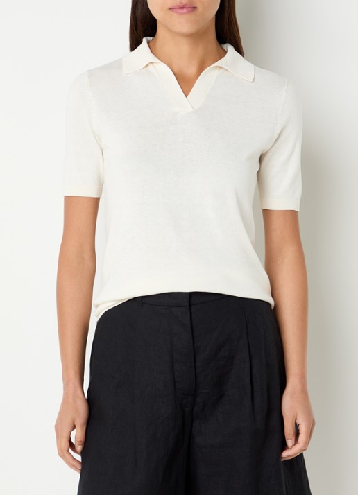 Max Mara Fijngebreide top in zijdeblend - detail 4 gebroken wit