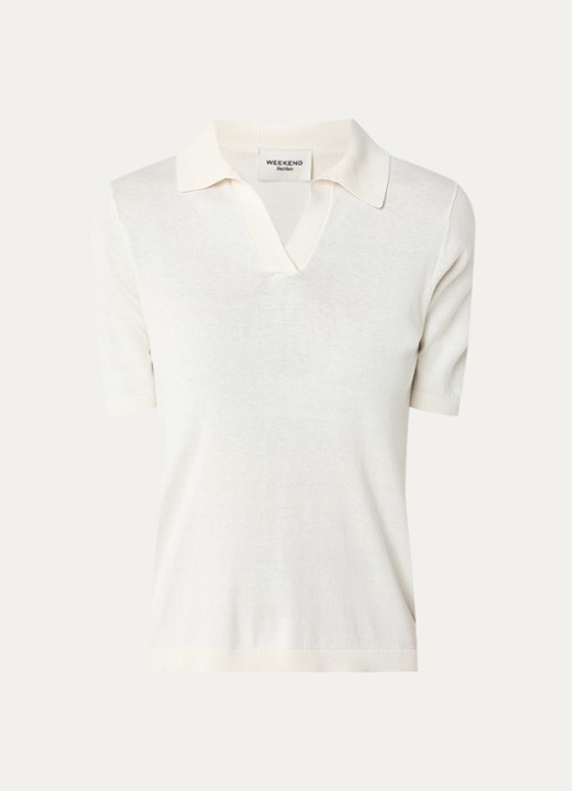 Max Mara Fijngebreide top in zijdeblend - voorkant 2 gebroken wit