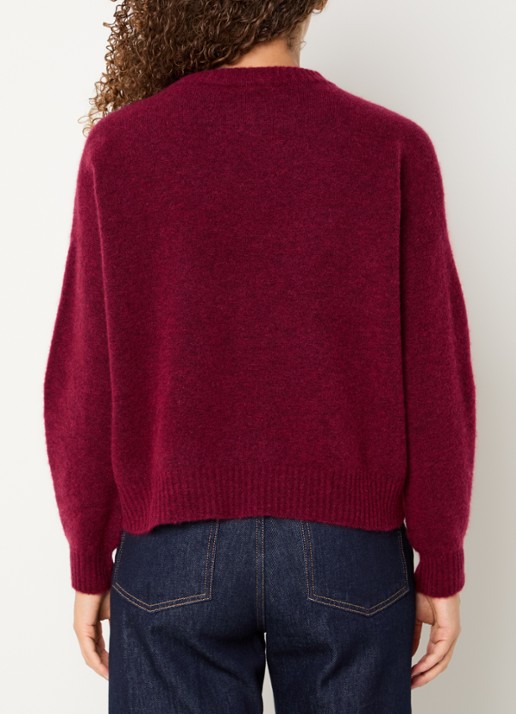 Max Mara Fijngebreide trui in alpaca wolblend - achterkant bordeauxrood