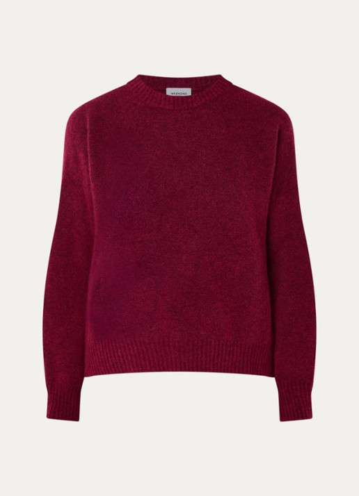 Max Mara Fijngebreide trui in alpaca wolblend - voorkant 3 bordeauxrood