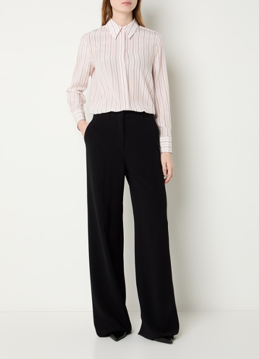 Max Mara Flirt blouse van zijde met streepprint - voorkant 4 lichtroze