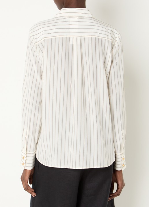 Max Mara Flirt blouse van zijde met streepprint - achterkant ivoor