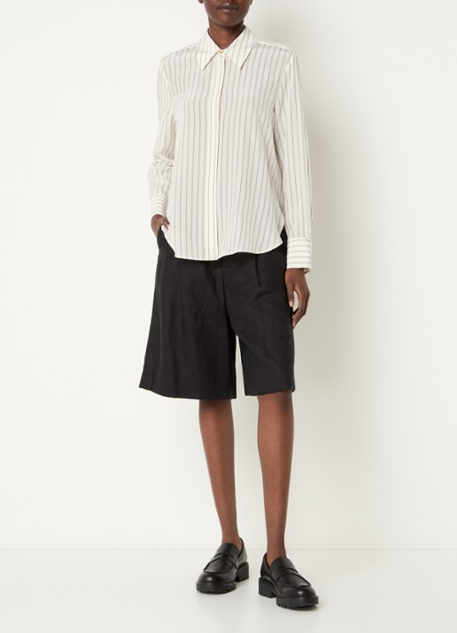 Max Mara Flirt blouse van zijde met streepprint - voorkant 3 ivoor