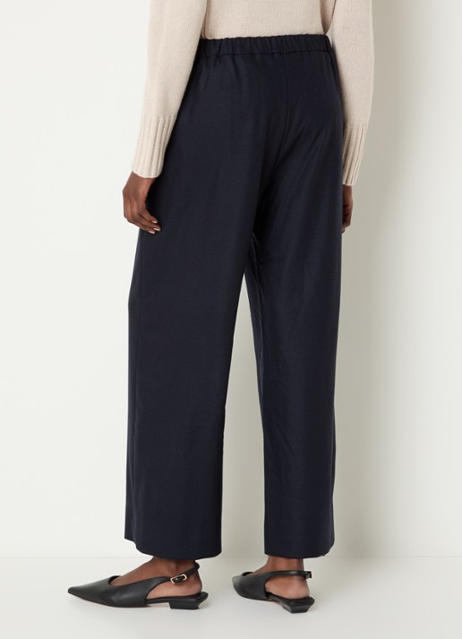 Max Mara Floria high waist wide fit broek van scheerwol - achterkant 2 donkerblauw
