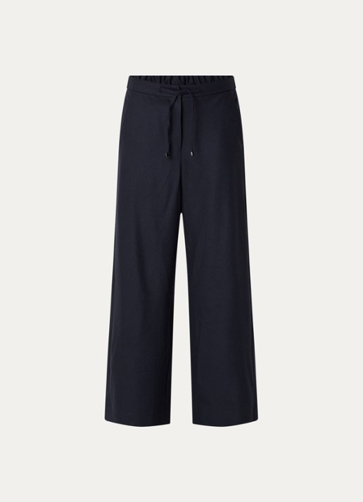 Max Mara Floria high waist wide fit broek van scheerwol - voorkant 3 donkerblauw