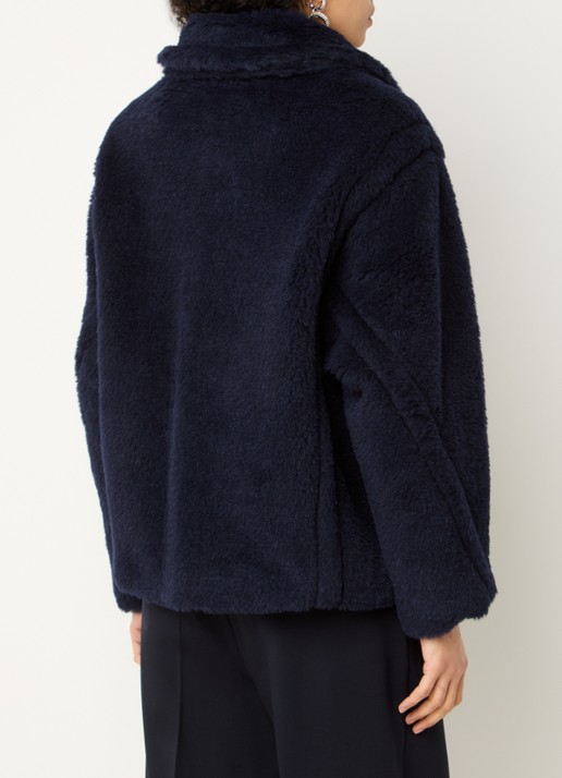 Max Mara Fuggito mantel in scheerwolblend met steekzakken - achterkant 2 donkerblauw