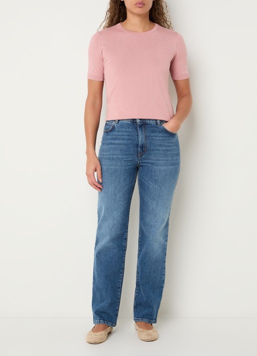 Max Mara Gabarra T-shirt van satijn - voorkant 3 oudroze