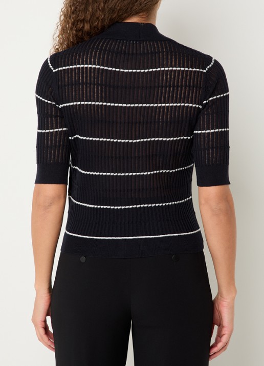 Max Mara Gallo fijngebreide top in zijdeblend - achterkant 4 donkerblauw