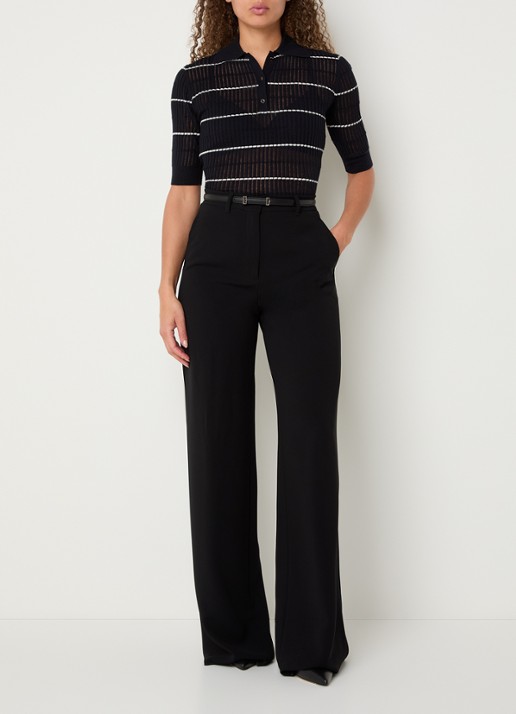 Max Mara Gallo fijngebreide top in zijdeblend - voorkant 2 donkerblauw