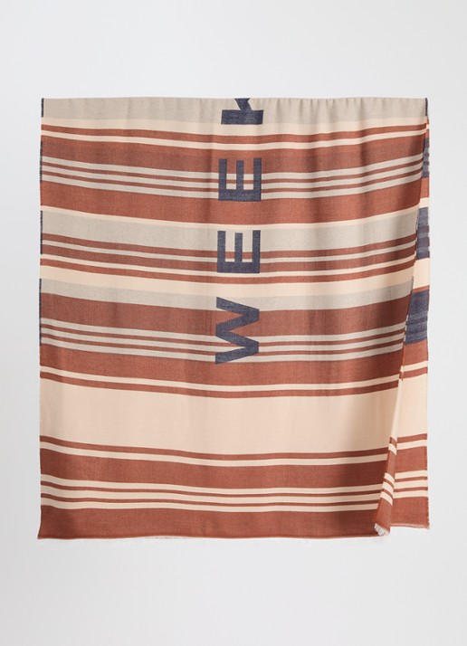 Max Mara Gallo sjaal met streepprint 184 x 82 cm - detail rood