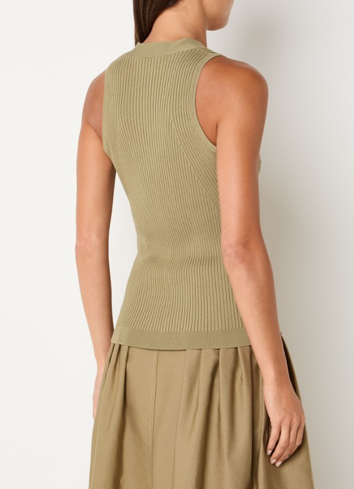Max Mara Gebreid vest met ribstructuur - achterkant 2 khaki