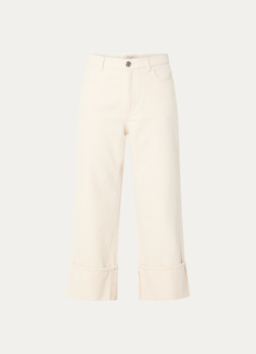 Max Mara Gesto high waist wide leg cropped jeans met gekleurde wassing - voorkant 3 gebroken wit