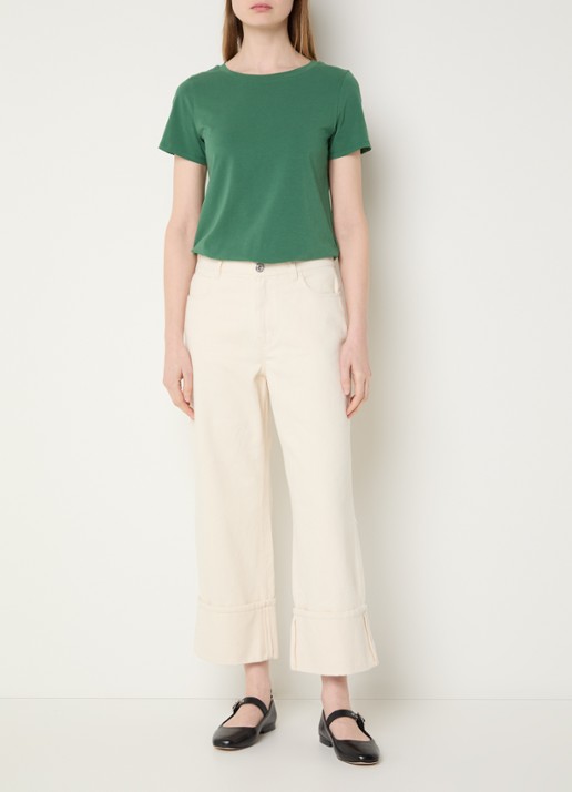 Max Mara Gesto high waist wide leg cropped jeans met gekleurde wassing - voorkant 4 gebroken wit