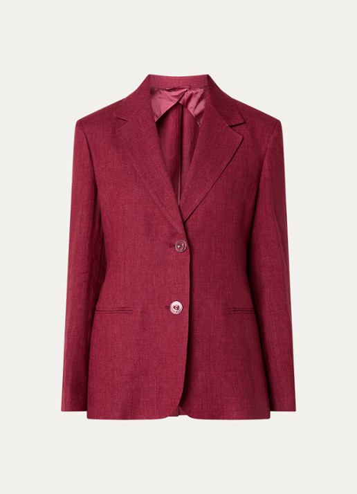 Max Mara Getailleerde blazer van linnen met steekzakken - voorkant 2 kastanjebruin