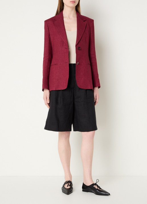 Max Mara Getailleerde blazer van linnen met steekzakken - voorkant 3 kastanjebruin