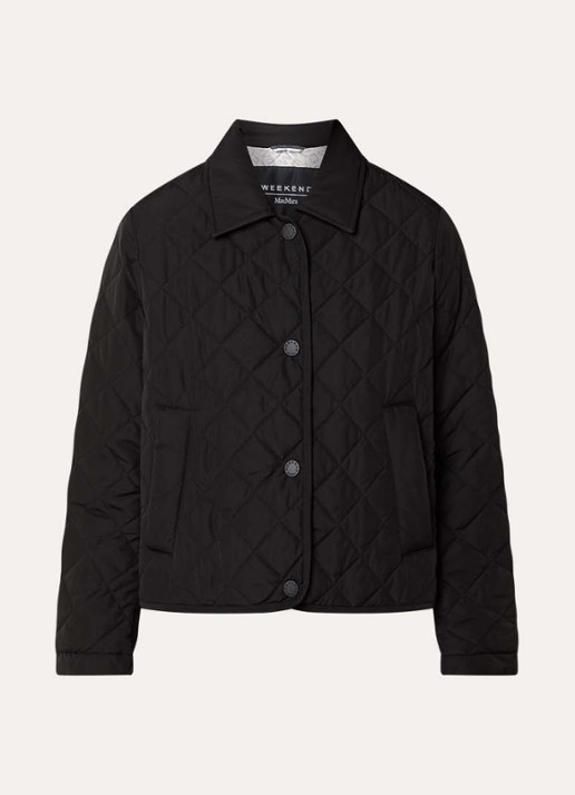 Max Mara Gewatteerd jack met quilt patroon en steekzakken - voorkant 2 zwart