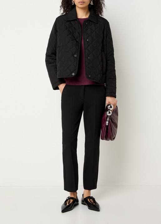 Max Mara Gewatteerd jack met quilt patroon en steekzakken - voorkant 3 zwart