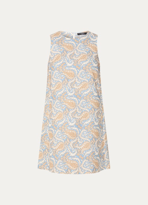 Max Mara Giallo mini jurk met print - voorkant 3 lichtblauw