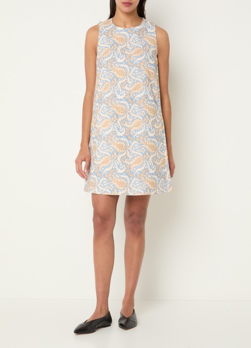 Max Mara Giallo mini jurk met print - voorkant 4 lichtblauw
