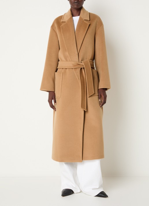 Max Mara Giambo mantel van scheerwol met strikceintuur - detail 3 camel