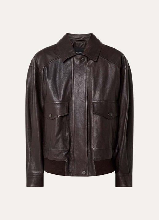 Max Mara Gigante jack van lamsleer - voorkant donkerbruin