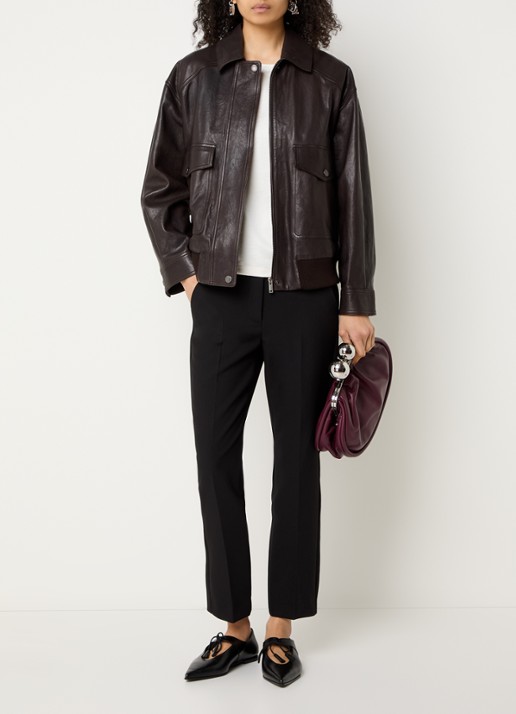 Max Mara Gigante jack van lamsleer - voorkant 2 donkerbruin