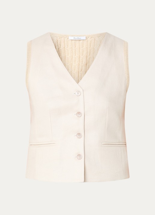 Max Mara Gilet van linnen - voorkant 3 beige