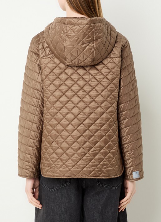 Max Mara Giorno gewatteerd jack met steekzakken en capuchon - achterkant bruin