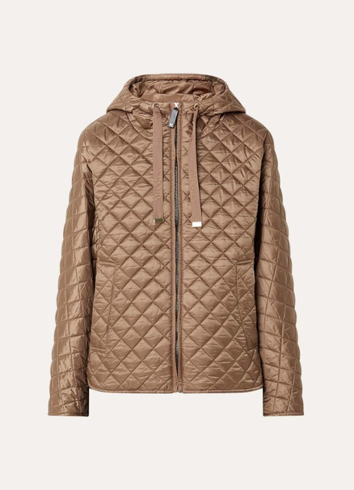 Max Mara Giorno gewatteerd jack met steekzakken en capuchon - voorkant 3 bruin