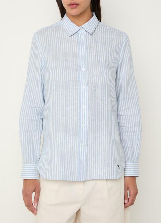 Max Mara Giurato blouse van linnen met streepprint