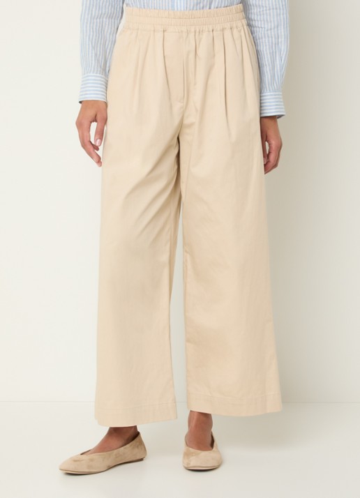Max Mara Golfo high waist wide fit pantalon met steekzakken - detail 4 creme