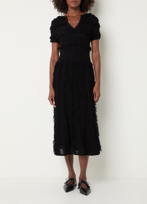 Max Mara Grazia grofgebreide midi jurk met franjes