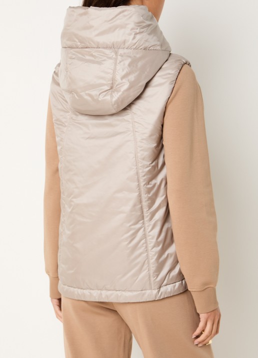 Max Mara Greengo gewatteerde bodywarmer met capuchon en waterafstotende coating - achterkant 2 beige