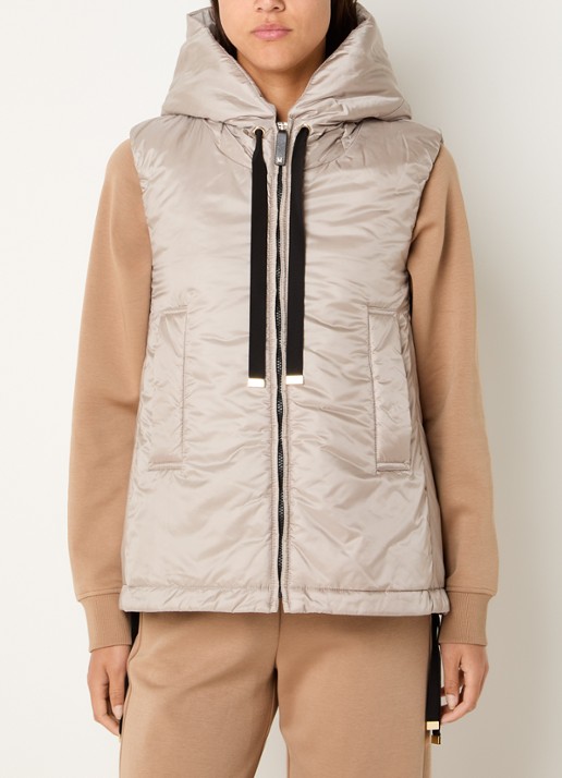 Max Mara Greengo gewatteerde bodywarmer met capuchon en waterafstotende coating