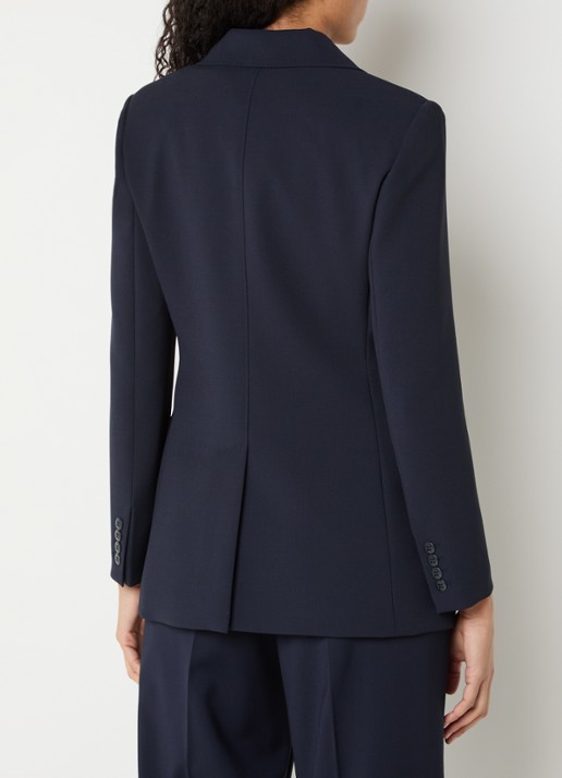 Max Mara Grembo double-breasted blazer van scheerwol met klepzakken - achterkant donkerblauw