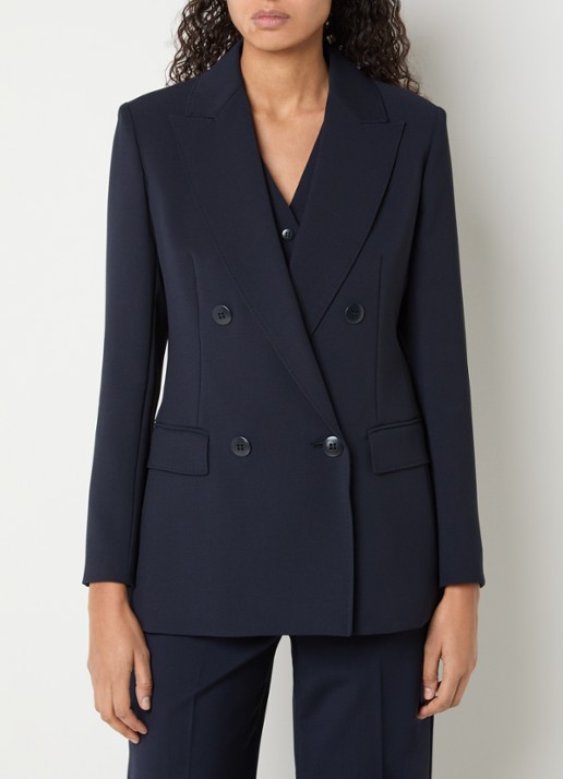 Max Mara Grembo double-breasted blazer van scheerwol met klepzakken - detail 2 donkerblauw
