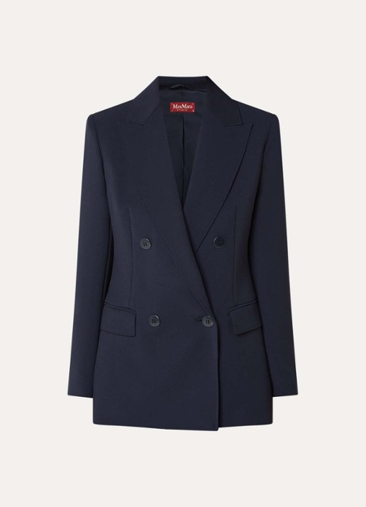 Max Mara Grembo double-breasted blazer van scheerwol met klepzakken - voorkant 3 donkerblauw