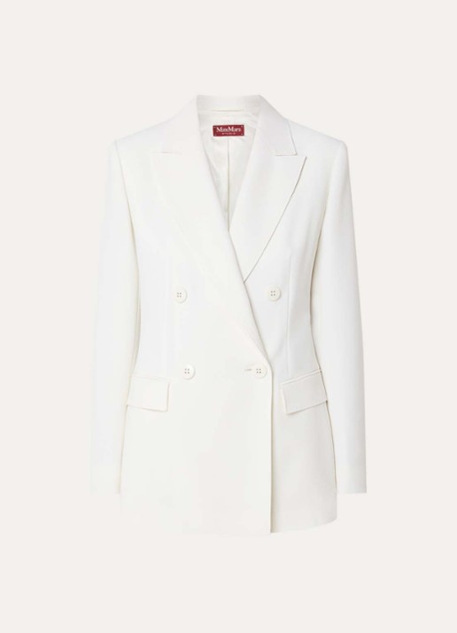 Max Mara Grembo double-breasted blazer van scheerwol met klepzakken - voorkant 3 wit