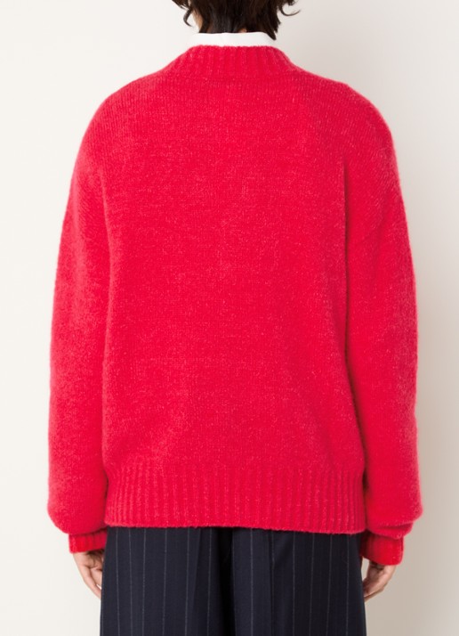 Max Mara Grofgebreide trui in wolblend met V-hals - achterkant rood