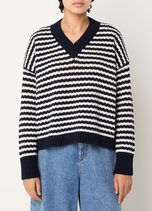 Max Mara Grofgebreide trui van wol met streepprint