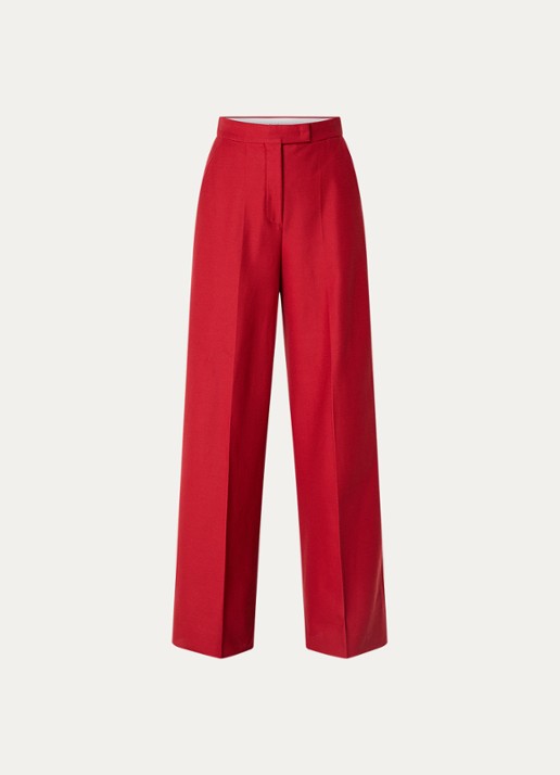 Max Mara High waist loose fit pantalon met steekzakken - voorkant 3 rood