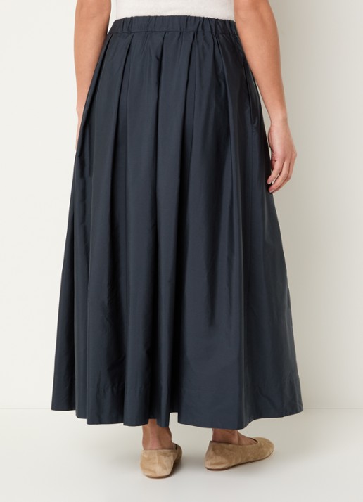 Max Mara High waist midi rok met trekkoord - achterkant 4 staalblauw